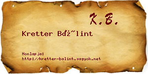 Kretter Bálint névjegykártya